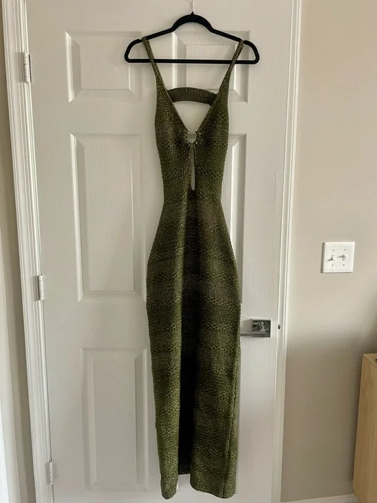 NWT Fashion Nova Ibiza Metallic Crochet Maxi Dress - medium - Picture 3 of 7